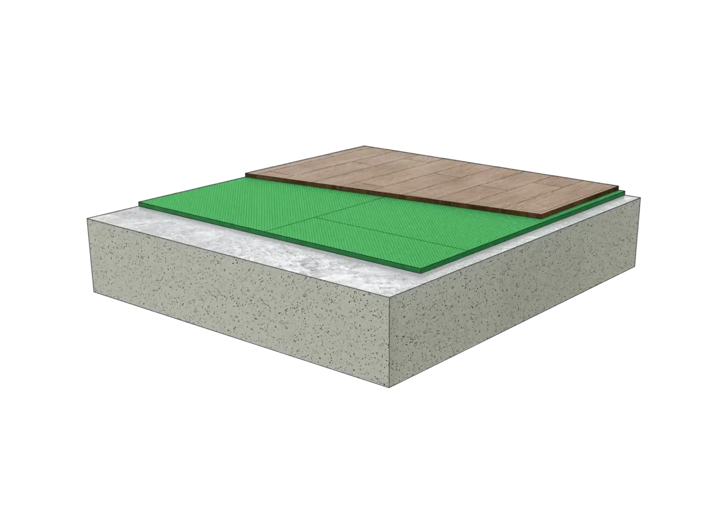 8" Concrete Slab, 7/16" SONOpanX, 1/2" Laminate Flooring Underlay Membrane